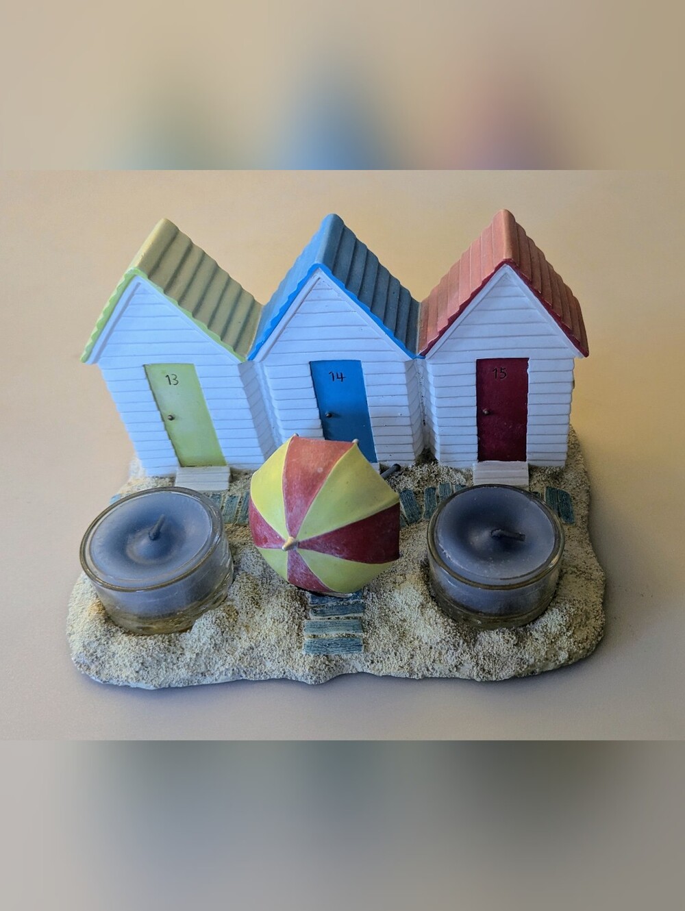 Yankee Candle® Co. Triple Beach Huts Tealights Candle Holder 8" x 5" x 5"